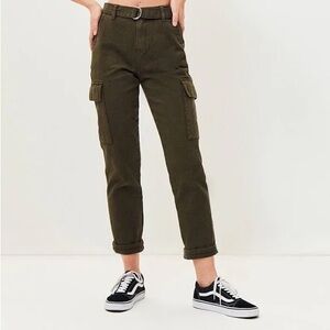 Pacsun Cadet Belted High Rise Green Cargo Pants